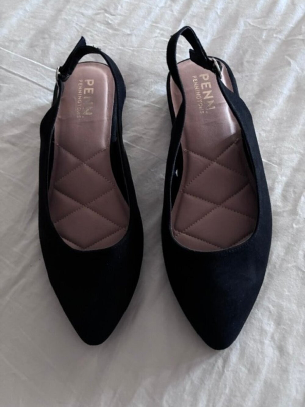 NWOB Penningtons PENN Black Wedge Flat Comfort Dress Shoe 11WW Extra Wide